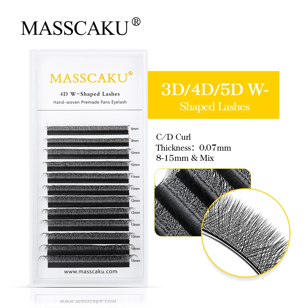 Top Trends: Professional Faux Individual MASSCAKU W Shape Korean PBT Fiber Eyelashes W Shape Loose Fans Lash Extensions Makeup Shoppable Styles