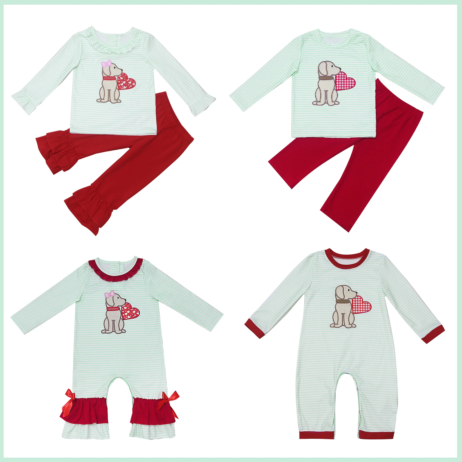 Top Trends: Valentine&#039;s Day Baby Cotton Clothes Long Sleeve Bluey Set Round Neck Puppy Embroidery Boy Clothes Suit Romper Ruffle Jumpsuit Shoppable Styles