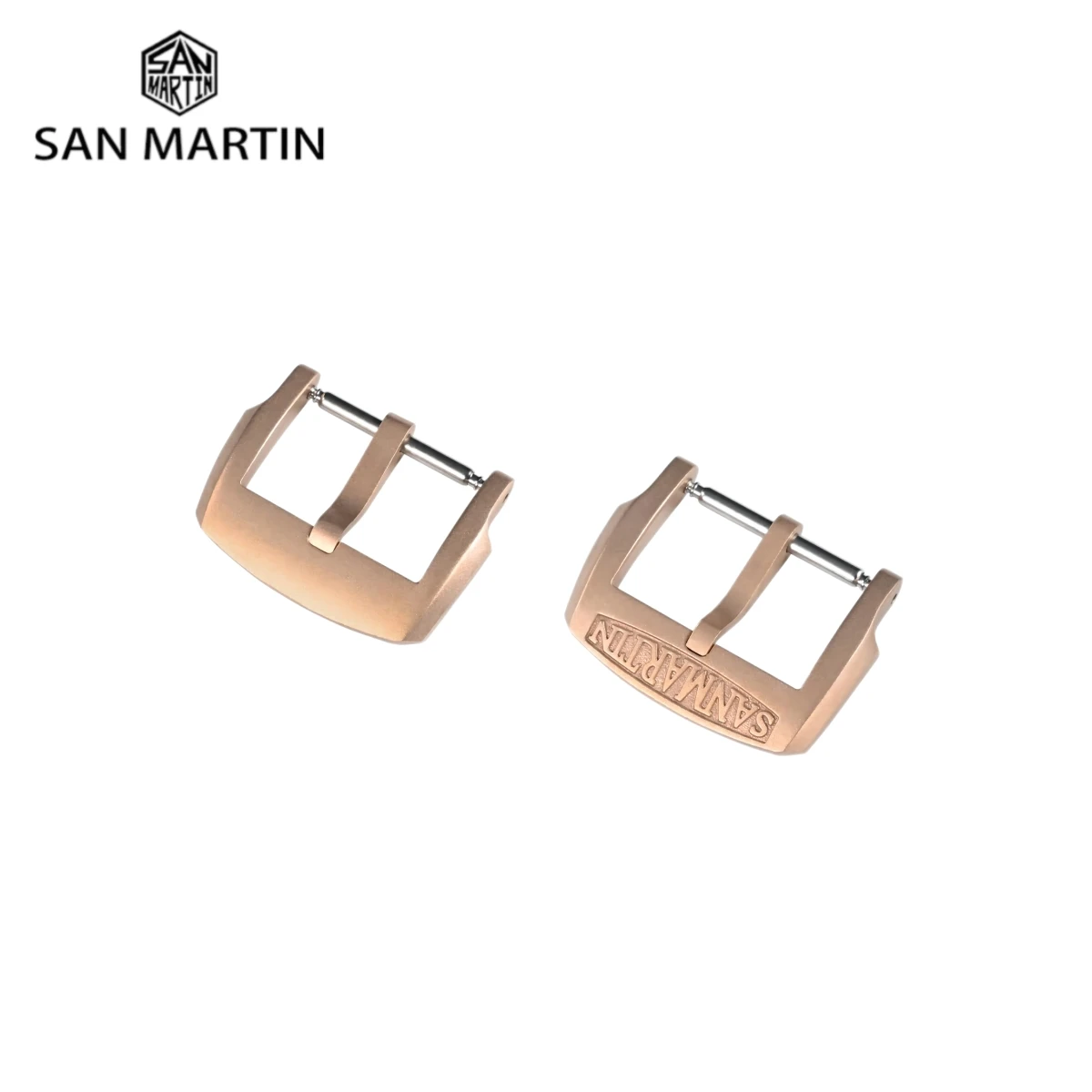 Top Trends: San Martin Logo Bronze Pin Buckles 18mm Watch Clasp 20mm For Strap Sterile 22mm Boucle Fibbia Orologio Brushed Durable DIY Shoppable Styles