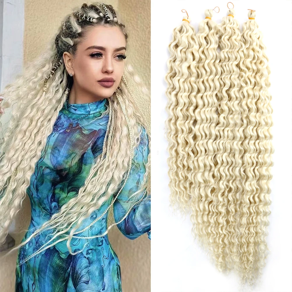 Top Trends: Long Synthetic Afro Curls Hair Deep Wave Twist Crochet Hair Blonde Ombre 4X Ariel Curl Hair Bundles For Braiding Bohemian Braids Shoppable Styles