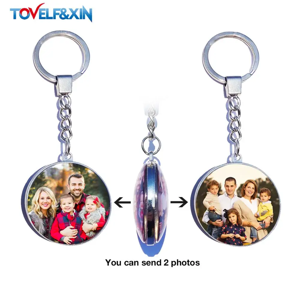 Top Trends: DIY Double Side Photo Custom Keychain Personalized Keyrings Customized Glass Cabochon Family Lovers Baby Metal Key Chain Gifts Shoppable Styles