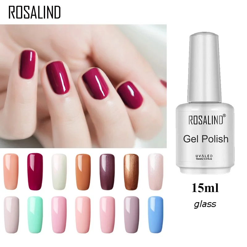 Top Trends: ROSALIND 15ml Glass Bottle Gel Nail Polish Pure Colors Long Lasting Hybrid Esmalte Semi Permanent LED / UV Lamp Base Top Coat Shoppable Styles