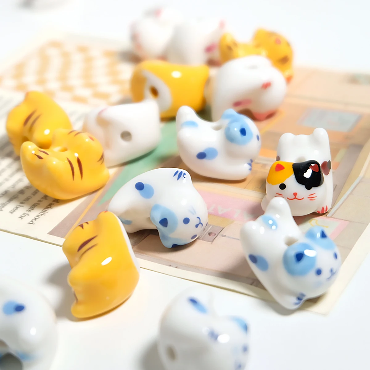 Top Trends: 15x21mm Vertical Hole Lucky Cat Animal Anime Ceramic Beads For Jewelry Making DIY Bracelets Earrings Necklace Porcelain Bead Shoppable Styles