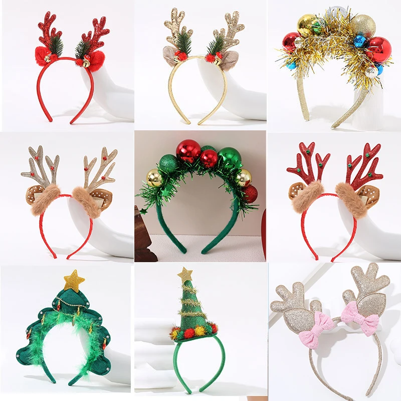 Top Trends: Sequins Christmas Headbands For Children Santa Claus Snowman Antlers Christmas Tree HeadHoop Girls Hair Accessories Shoppable Styles