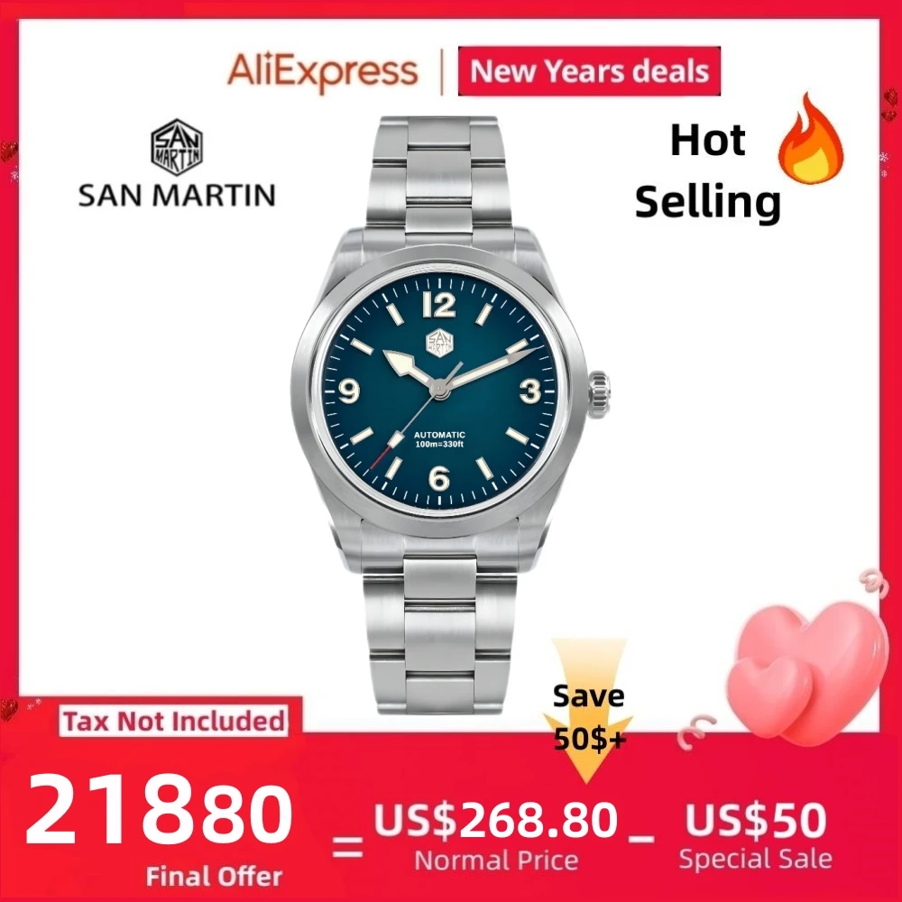 Top Trends: San Martin 38mm Explore Watch For Men NH35 Mechanical Automatic Sport Wristwatch New BGW-9 Bracelet 100M Waterproof SN0107-3 / 4 Shoppable Styles