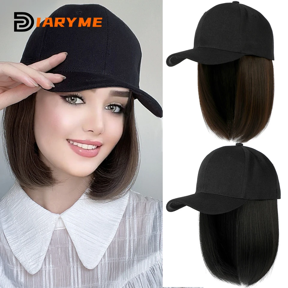 Top Trends: Hat Synthetic Wig Short BOB Hair With Baseball Cap Women’s Wigs Hat Wig Hair Extension Sun Hat With Hair High Temperature Wire Shoppable Styles