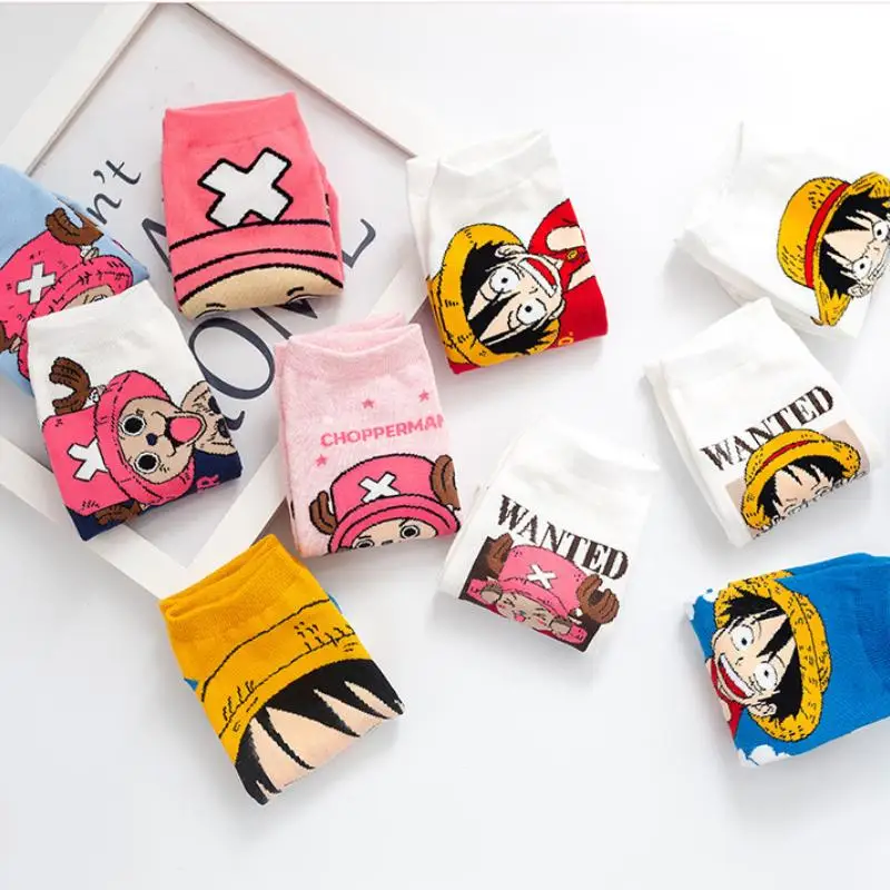 Top Trends: Women's Socks Japanese Cartoon Cute Anime One Piece Series Boat Socks Shallow Mouth Straw Hat Cotton Socks Christmas Gift Shoppable Styles