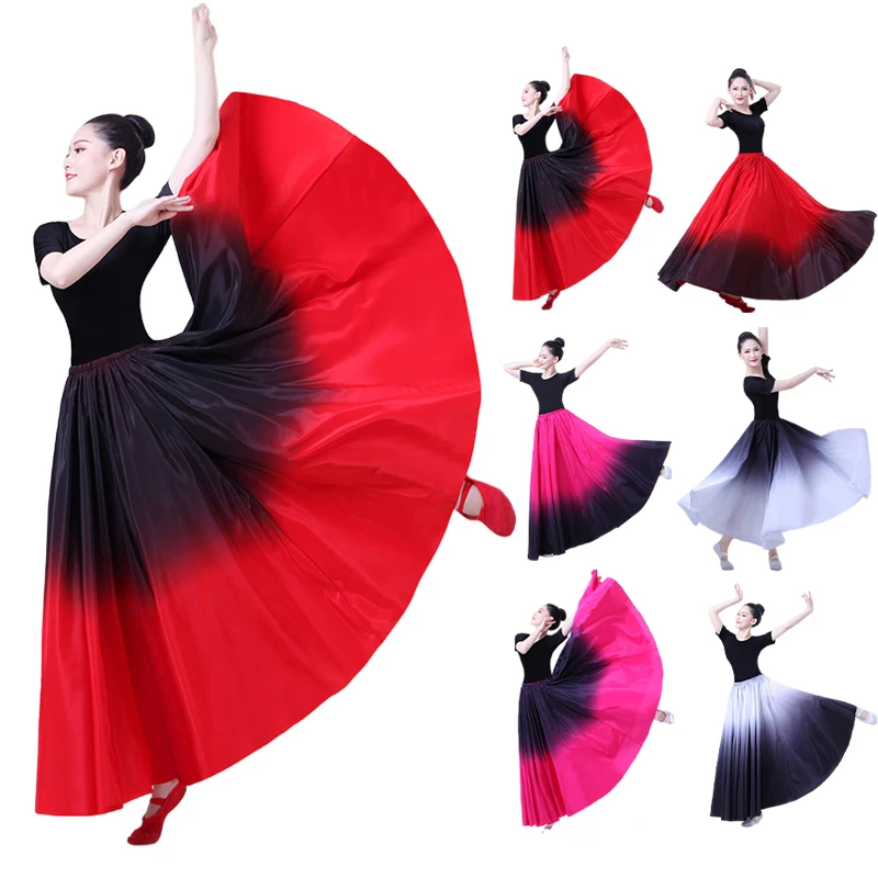 Top Trends: Flamenco Skirts Chinese Modern Classical Dance Spanish Dress Women Big Hem Maxi Skirts Chorus Stage Performance Wear Vestido Shoppable Styles