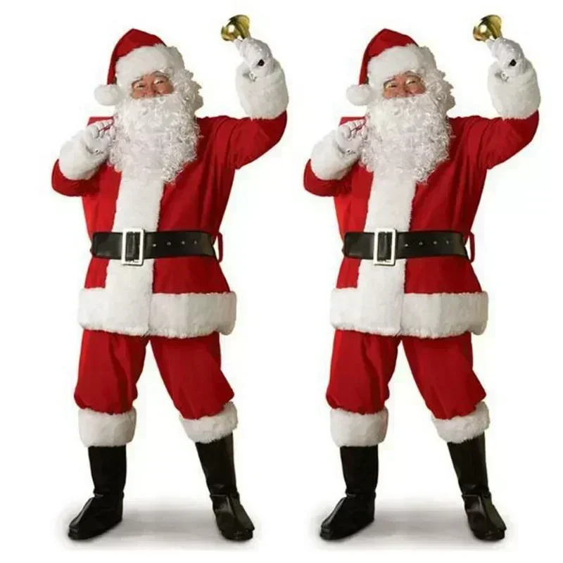 Top Trends: Christmas Santa Claus Cosplay Costume Classic Red Deluxe Velvet Xmas Men Santa Claus Disguise Suit Christmas New Year Party Shoppable Styles