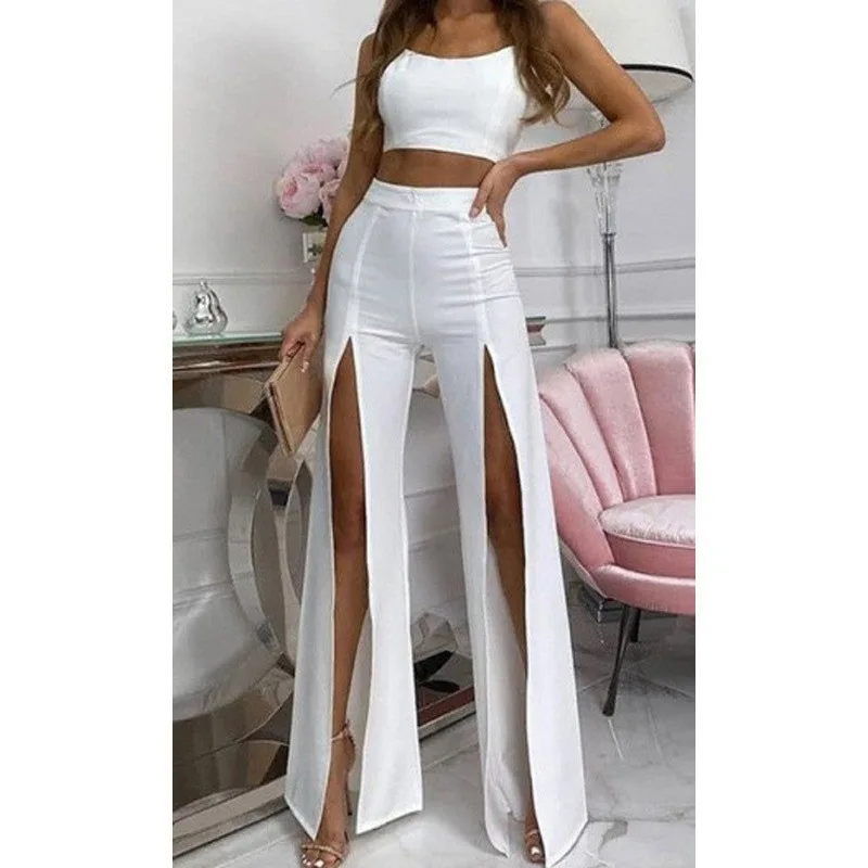 Top Trends: BoozRey Pants Women Sexy Midnight High Slit Flare Pants Women Bottoms White Black High Waist Trousers Female Bell Bottoms Casual Shoppable Styles - Image 2