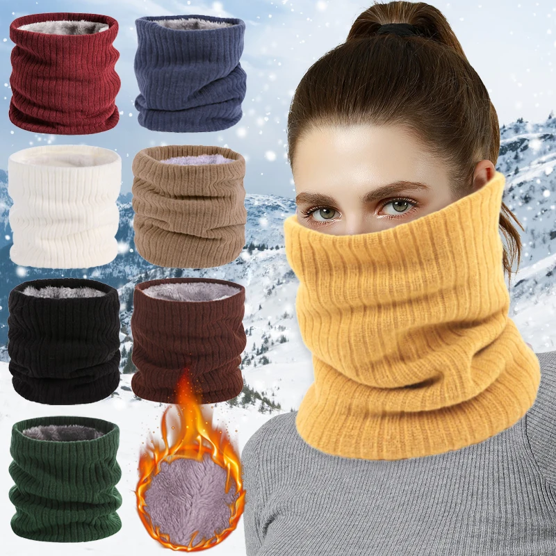 Top Trends: Winter Scarf For Women Men Plus Fleece Ring Bandana 2 Layers Wool Fur Snood Neck Warmer Outdoor Face Cover Warm Easy Scarves Shoppable Styles