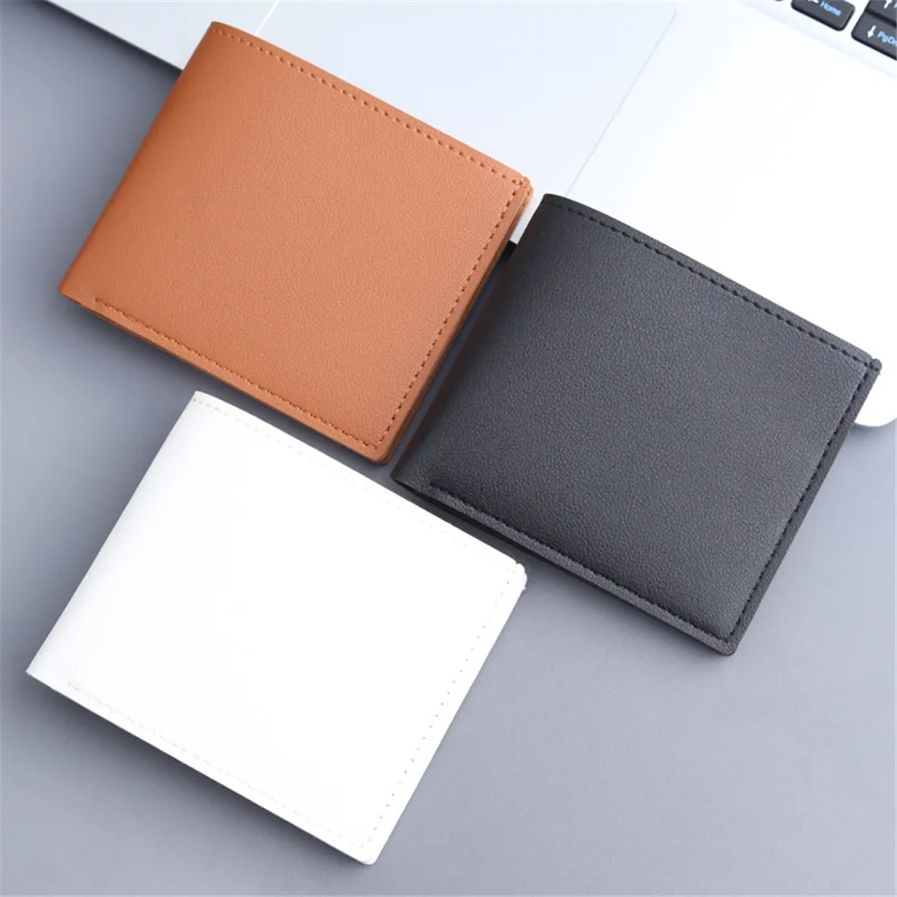 Top Trends: New Men Short PU Leather Wallet Simple Solid Color Thin Male Credit Card Holder Small Money Purses Business Foldable Wallet Shoppable Styles