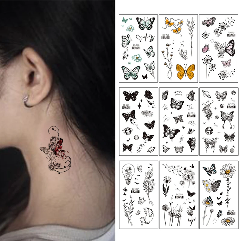 Top Trends: 30 Sheets Temporary Tattoo Sticker Waterproof Body Art Line Rose Star Small Fake Tatto Butterfly Flower Hand Tatoo For Women Men Shoppable Styles - Image 2