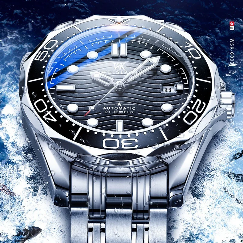 Top Trends: Luxury Brand Automatic Watch For Men Business 316L Stainless Steel Mechanical Wristwatch Fashion Diver Male Watches Dropshipping Shoppable Styles