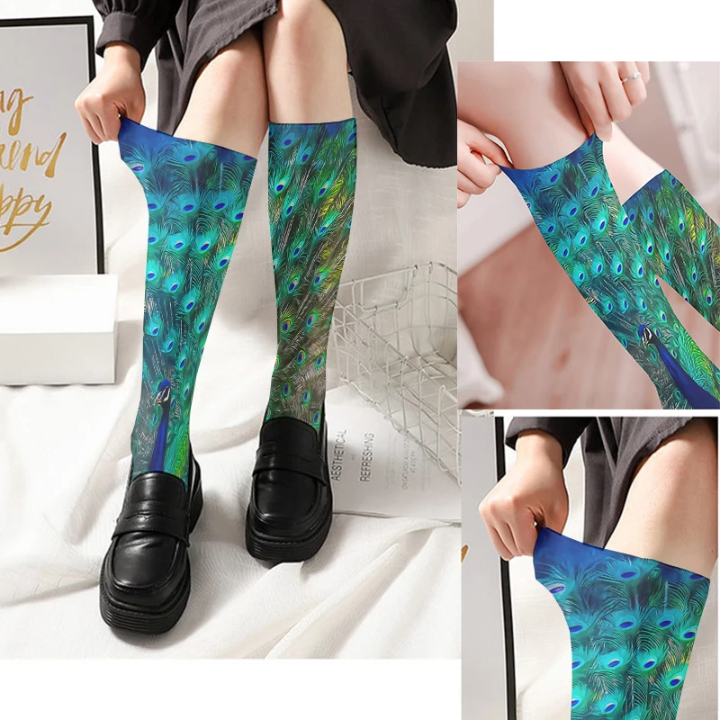 Top Trends: Fashion Women's Velvet Summer Long Socks Fun Peacock Harajuku Sweet Sexy Stockings Comfortable Breathable Cool Street Happy Sock Shoppable Styles