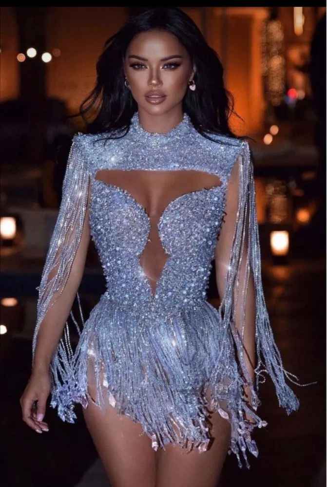 Top Trends: Shiny Cocktail Dresses Sequined Tassels Prom Dress Custom Made Mermaid Plus Size Club Wear Shoppable Styles