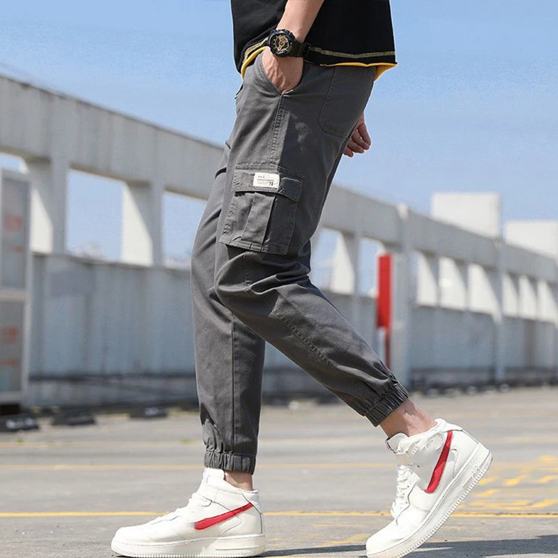 Top Trends: Autumn Winter Pocket Solid Sport Cargo Pants Men Fashion Harajuku Plus Velvet Trousers Loose Male Clothes All Match Casual Pants Shoppable Styles