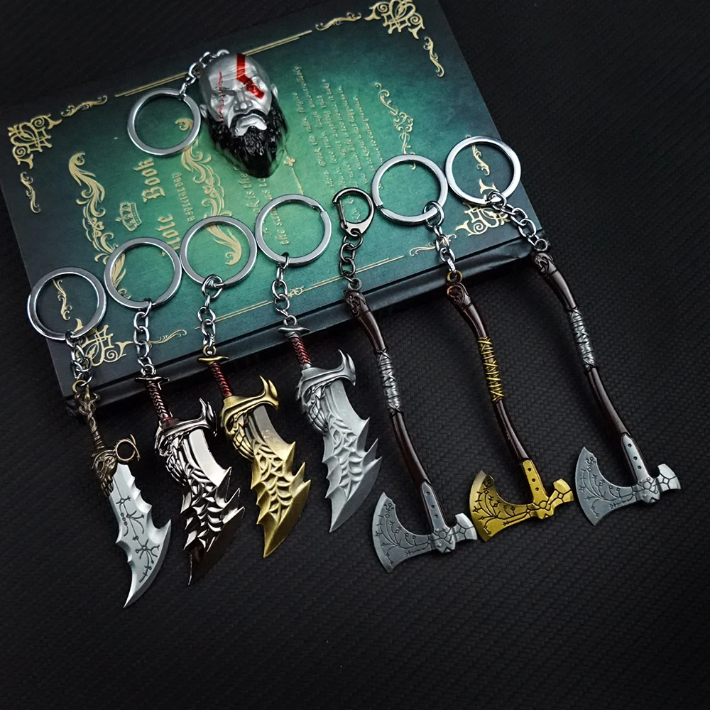 Top Trends: God Of War Keychain Kratos Axe Leviathan Key Chain Keyring Blades Of Chaos Swords Game Accessories Car Key Ring Pendant Llaveros Shoppable Styles