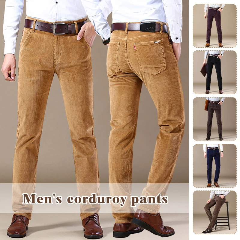 Top Trends: Men Corduroy Trousers Autumn Winter Male Business Casual Straight Pants Fashion Solid Colors Slim Long Jeans Pants 28-40size Shoppable Styles