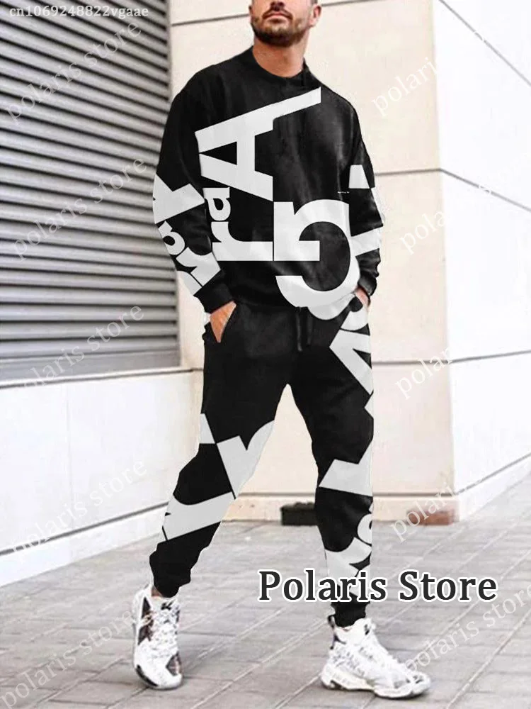 Top Trends: Summer Black Tracksuit Set For Men 2 Piece Outfit Long Sleeve T Shirt Trousers Pants Sweatpants Jogging Suit Oversized Clothes Shoppable Styles