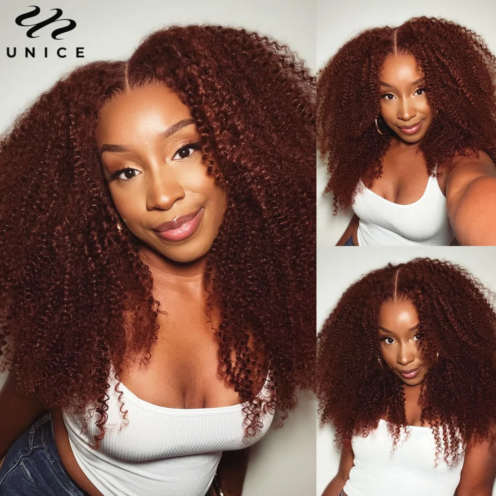 Top Trends: UNice Hair Reddish Brown Kinky Curly Wig 13x4 Lace Frontal Wig Human Hair Dark Brown Copper Red Pre Plucked Frontal Wigs On Sale Shoppable Styles