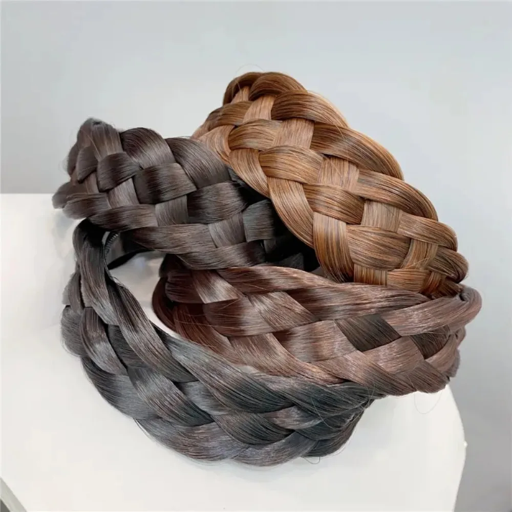 Top Trends: Wig Braided Headbands For Women Fishbone Wide Twist Hairbands Handmade Head Hoop Hair Bands Styling Headwear Accessories Gift Shoppable Styles - Image 6