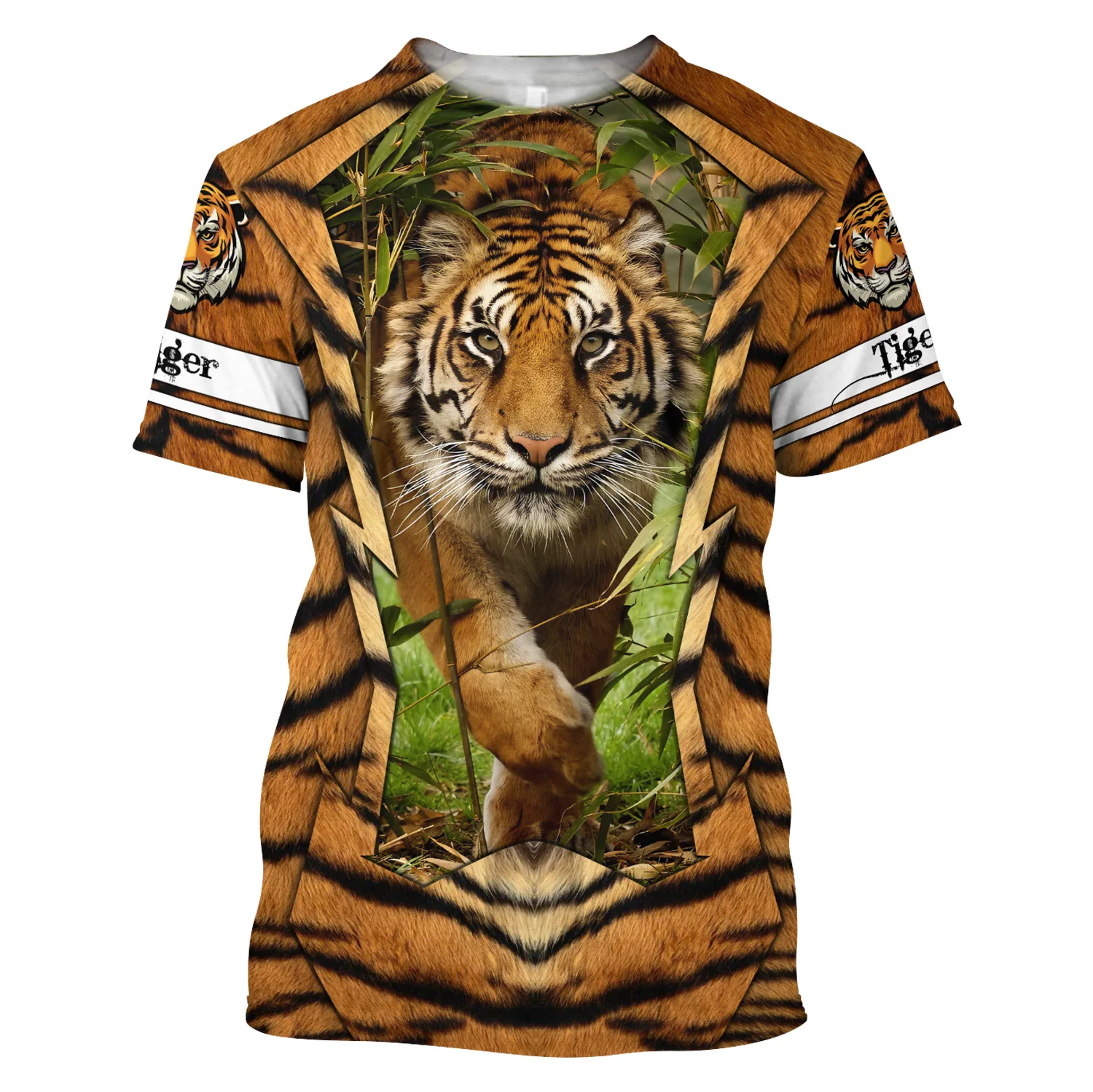 Top Trends: 3D Tiger Print T Shirt For Men Boutique Animal Graphic T-Shirts Summer Trend Harajuku Oversized Short Sleeve Leisure O-neck Tops Shoppable Styles - Image 3