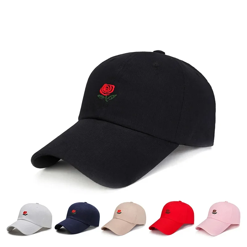 Top Trends: Unisex Rose Embroidery Baseball Cap For Men Women Flower Cap Rapper Street Hip Pop Hats Cap Outdoor Sports Men Female Hat Shoppable Styles