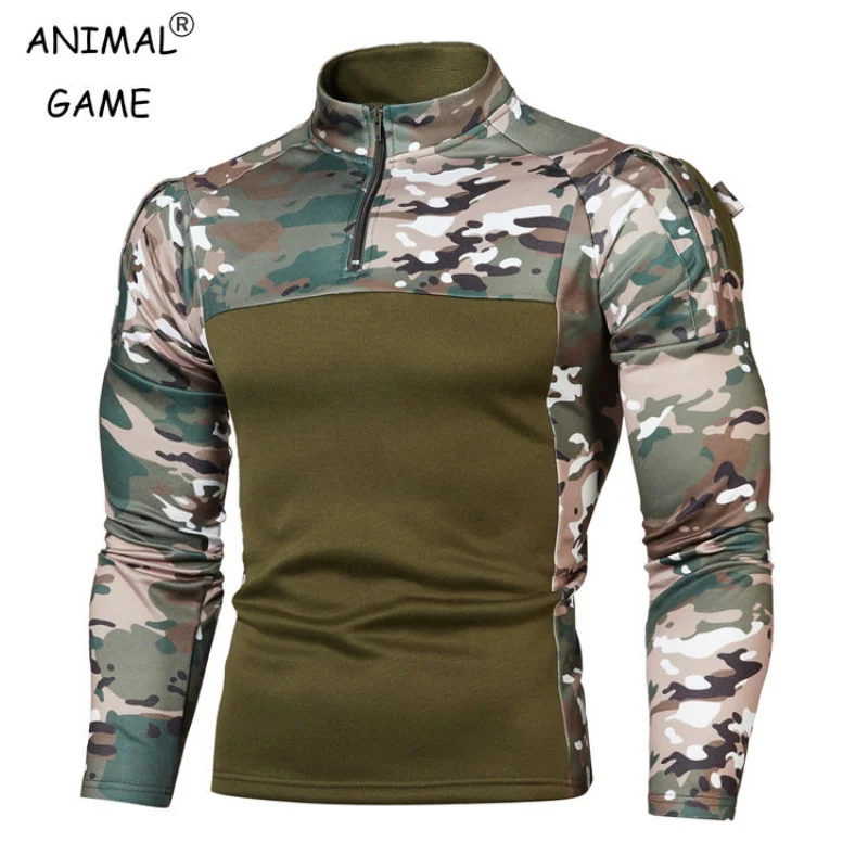 Top Trends: Tactical Combat T Shirt Men Military Uniform Camouflage Shirt Army Clothes Camo Long Sleeve Sweatshirts Zipper Collar Tops Shoppable Styles