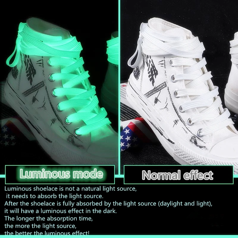 Top Trends: New 1 Pair Luminous Shoelaces Flat Sneakers Canvas Shoe Laces Glow In The Dark Night Color Fluorescent Shoelace 80 / 100 / 120 / 140cm Shoppable Styles