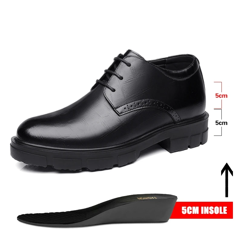 Top Trends: Heighten 8 / 10CM Man Platform High Heel Shoes Black Dress Man Formal Office Leather Shoes For Men Elegant Business Elevator Shoes Shoppable Styles