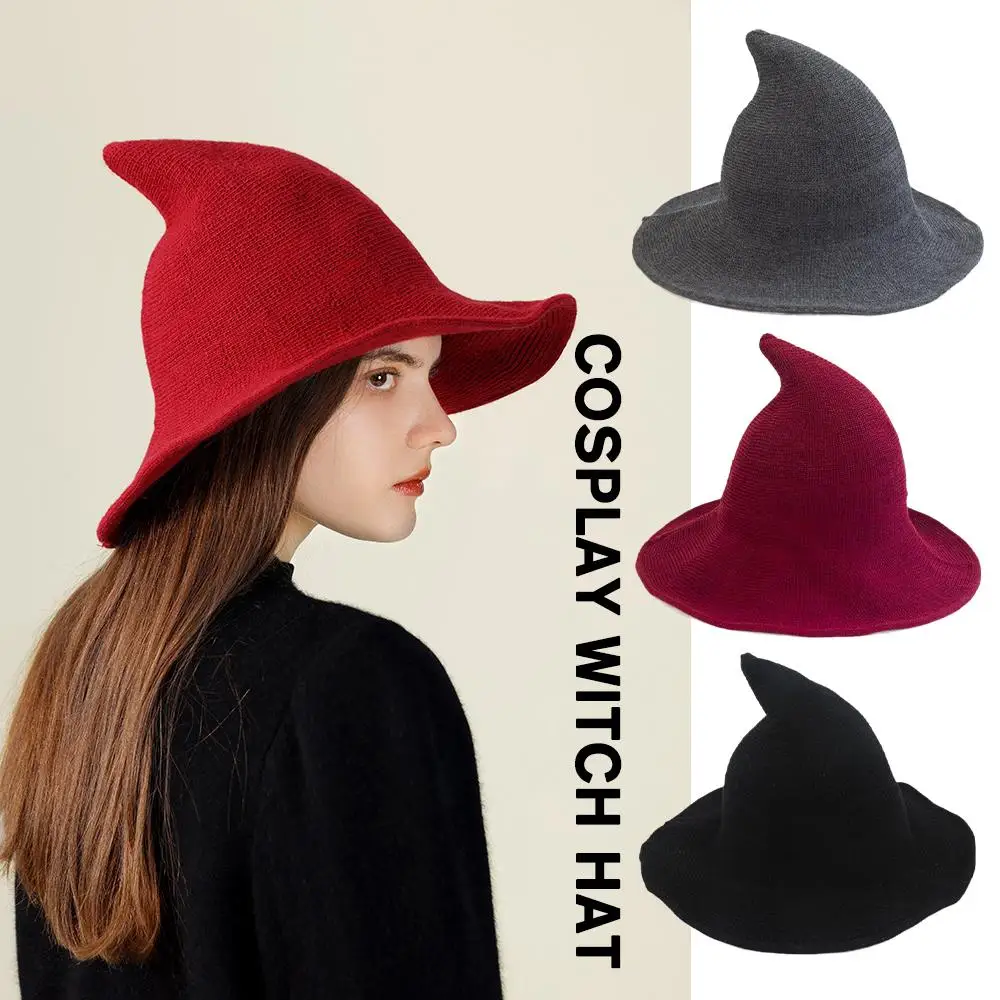 Top Trends: Modern Cosplay Witch Hat Woolen Women Lady Made From Fashionable Halloween Hat Party New Party Festival 2023 Sheep Hat Wool R0T4 Shoppable Styles