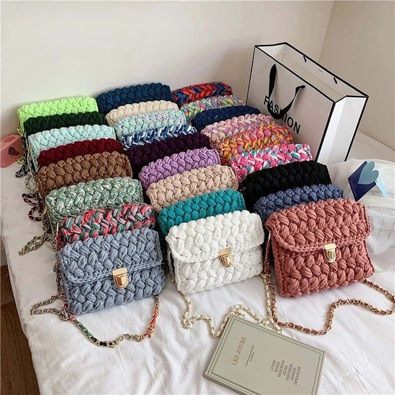 Top Trends: Sac A Main Femme Bags For Women Hand Woven Bag Strip Thread Hook Knitted Women&#039;s Casual Shoulder Bag Crossbody Bag Clutch Bag Shoppable Styles