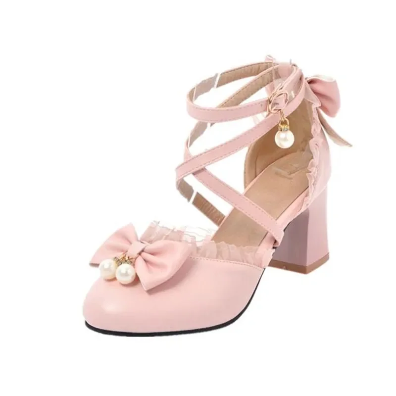 Top Trends: Fashion Kids Girls Heel Shoes Bowknot Children Party Shoes Thick Heel Kids Dress Shoes Shoppable Styles