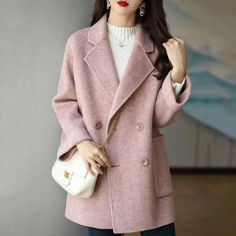 Top Trends: Women&#039;s Coats Fashion Woolen Overcoat Female Autumn Winter Wool &amp; Blends Solid Pockets Woman Jackets 2023 Women Clothing Shoppable Styles