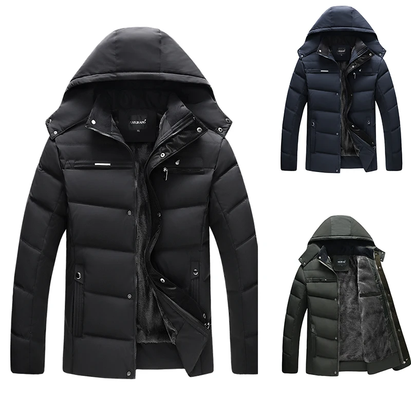 Top Trends: Men&#039;s Jacket Thicken Hooded Men&#039;s Coat Winter Plush Warm Windbreaker Casual Parka For Men Waterproof Outwear Fathers&#039; Clothing Shoppable Styles