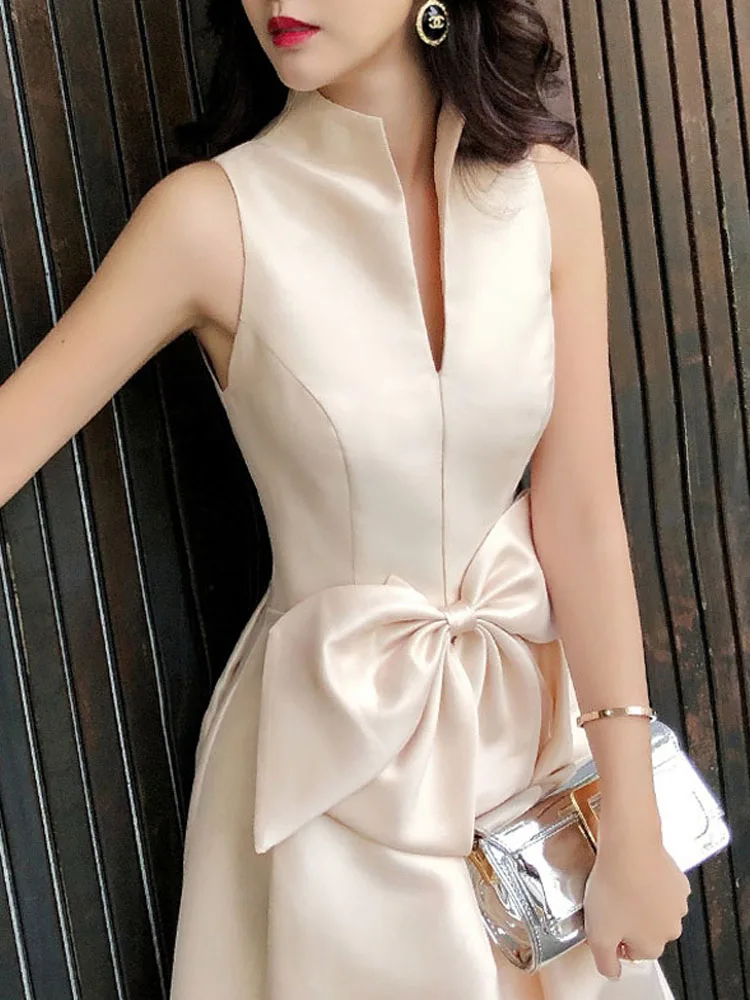 Top Trends: Midiskirt Formal Occasion Dress Arrivals Elegant Party Dresses For Women 2023 Sleeveless Stand Neck Bridesmaid Wedding Clothes Shoppable Styles