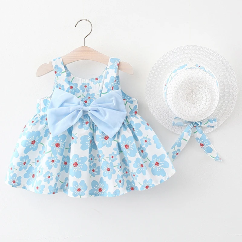 Top Trends: 2Piece Summer Clothes Baby Girl Beach Dresses Casual Fashion Print Cute Bow Flower Princess Dress+ Hat Newborn Clothing Set BC171 Shoppable Styles