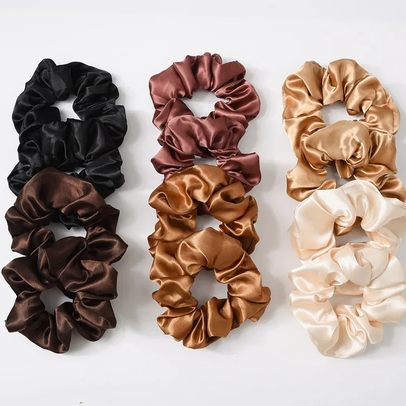 Top Trends: 100% Pure Mulberry Silk Large Scrunchies Rubber Bands Hair Ties Gum Elastics Ponytail Holders For Women Girls Shoppable Styles