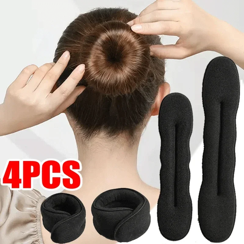 Top Trends: 4PCS Sponge Hair Styling Tool Curly Hair Maker Hair Scrunchie Headband Twist Donut Bun Curler Hairbands Hairstyle Tools Shoppable Styles