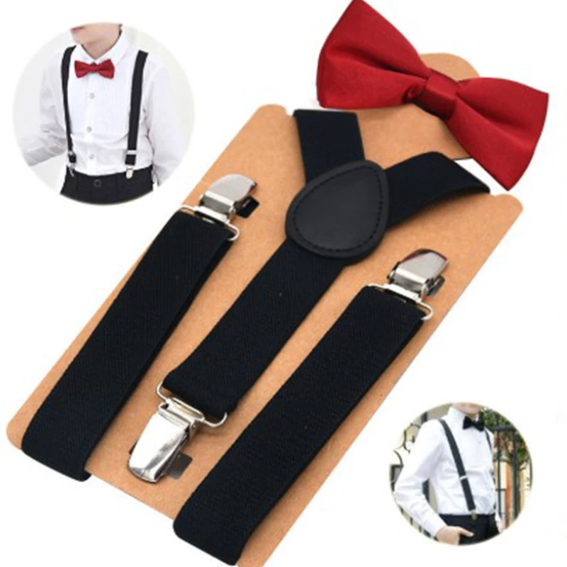 Top Trends: Bow Tie Suspenders Set For Baby Boys Elastic Solid Color Y-Back Braces Adjustable Suspender Children Matching Tuxedo Suit Brace Shoppable Styles - Image 2