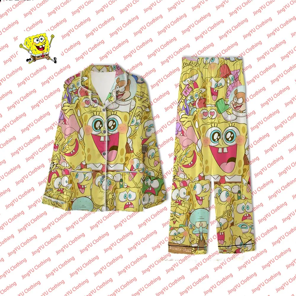 Top Trends: SpongeBob SquarePants Cartoon 2023 Harajuku Street New Casual Wear 2-piece Set Women's Pocket Shirt Pants Set Women's Pajamas Shoppable Styles