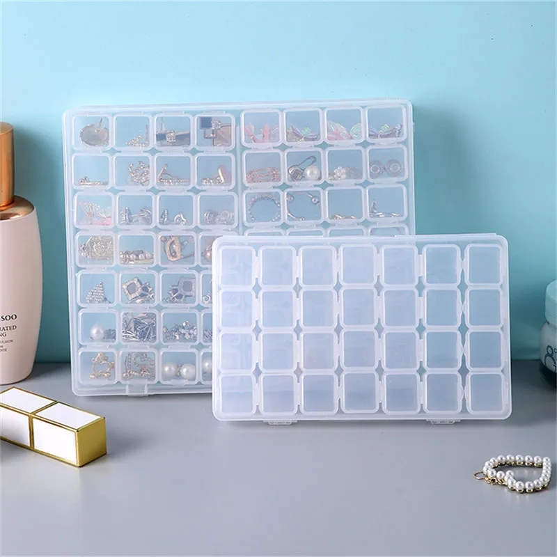 Top Trends: 28 / 56 Grids Jewelry Plastic Organizing Boxes Transparent Anti-Oxidation Dustproof Necklace Ring Earrings Beads Jewelry Packaging Shoppable Styles