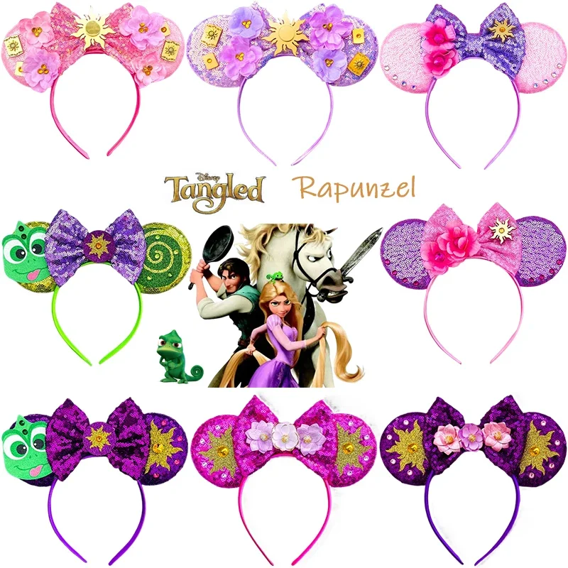 Top Trends: Disney Rapunzel Hair Accessories For Women Sun Flower Ears Headbands Kids Sequins Bow Chameleon Head Bands Girl Tangled Headwear Shoppable Styles