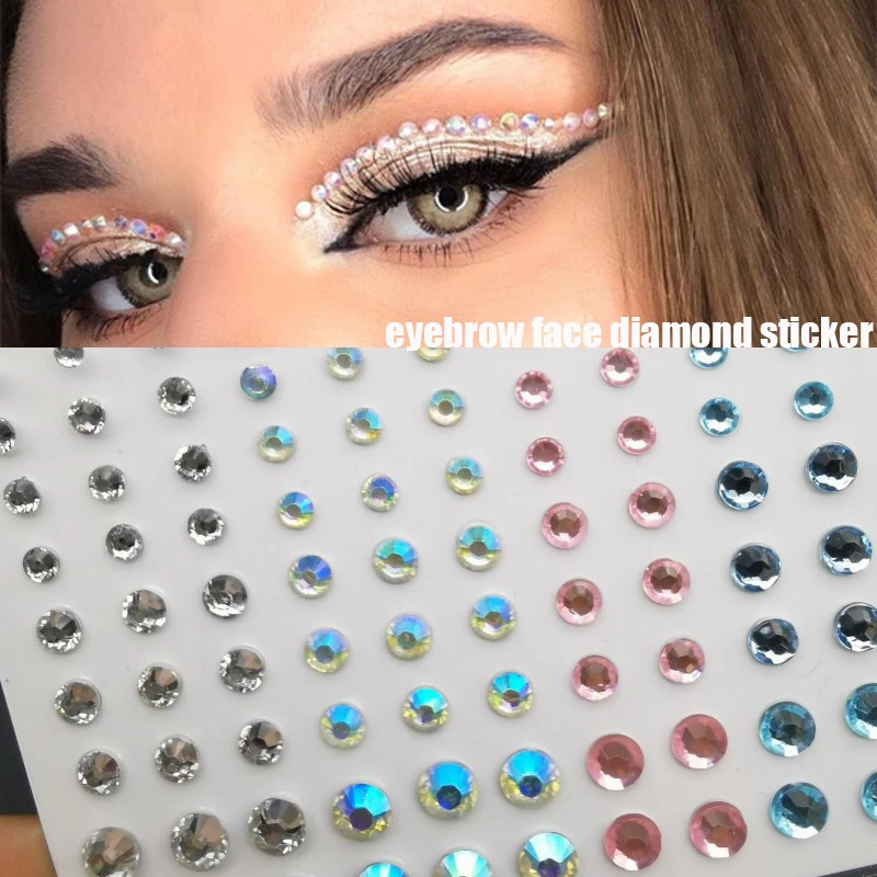 Top Trends: Colorful Diamond Face Body Stickers Mixed Size Self Adhesive Eyeshadow Diamond Fake Tattoos Rhinestone Jewelry Party Decoration Shoppable Styles