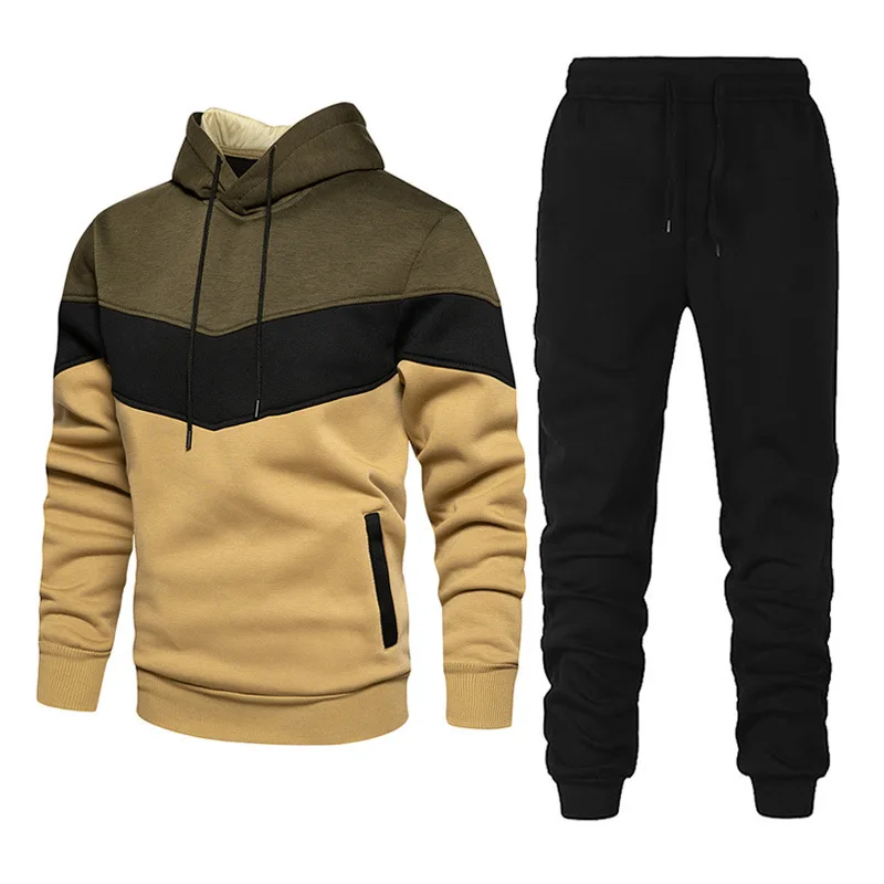 Top Trends: Spring Autumn Mens Tracksuits Casual Patchwork Hoodie And Pants Color Stitching Suit Male Jogging Sportswear Set Two Piece Set Shoppable Styles