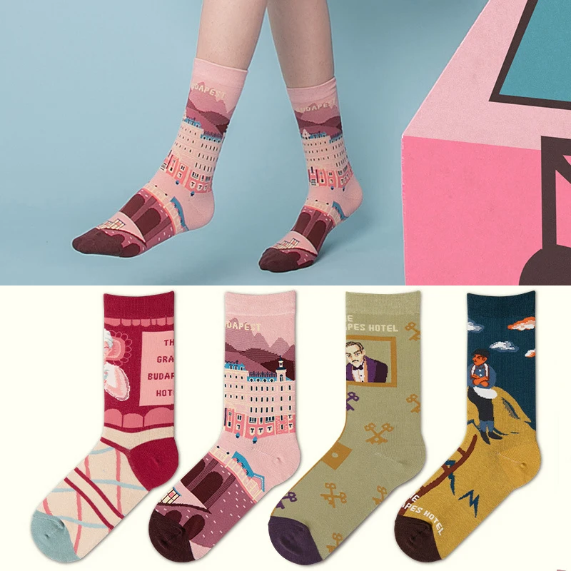 Top Trends: 2021 Grand Budapest Hotel Series Ins Original Trendy Socks In Stock Tube Cotton Socks Jacquard Socks Shoppable Styles