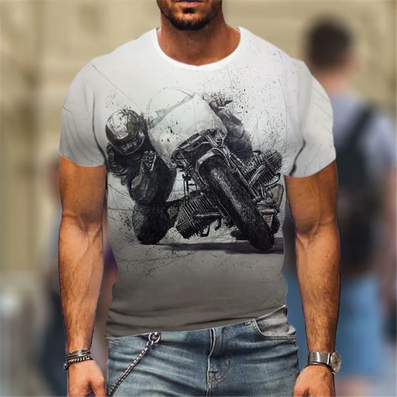 Top Trends: Fashion Street Motorcycle Men T-Shirts Hot Selling Locomotive Pattern 3D Printed Short Sleeve Tees Moto & Biker Hip Hop Man Tops Shoppable Styles - Image 5