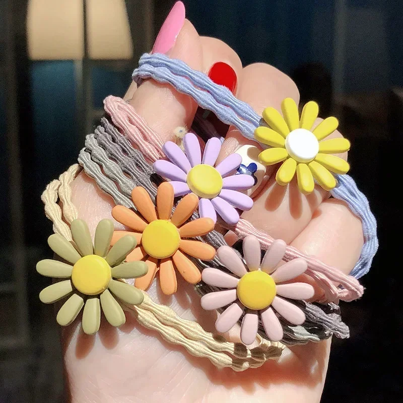 Top Trends: 5PC Korean Cute Flower Elastic Hair Bands Rubberband Women Girls Kids Hair Ties Rings Rope For Daily Hair Accessories Scrunchy Shoppable Styles