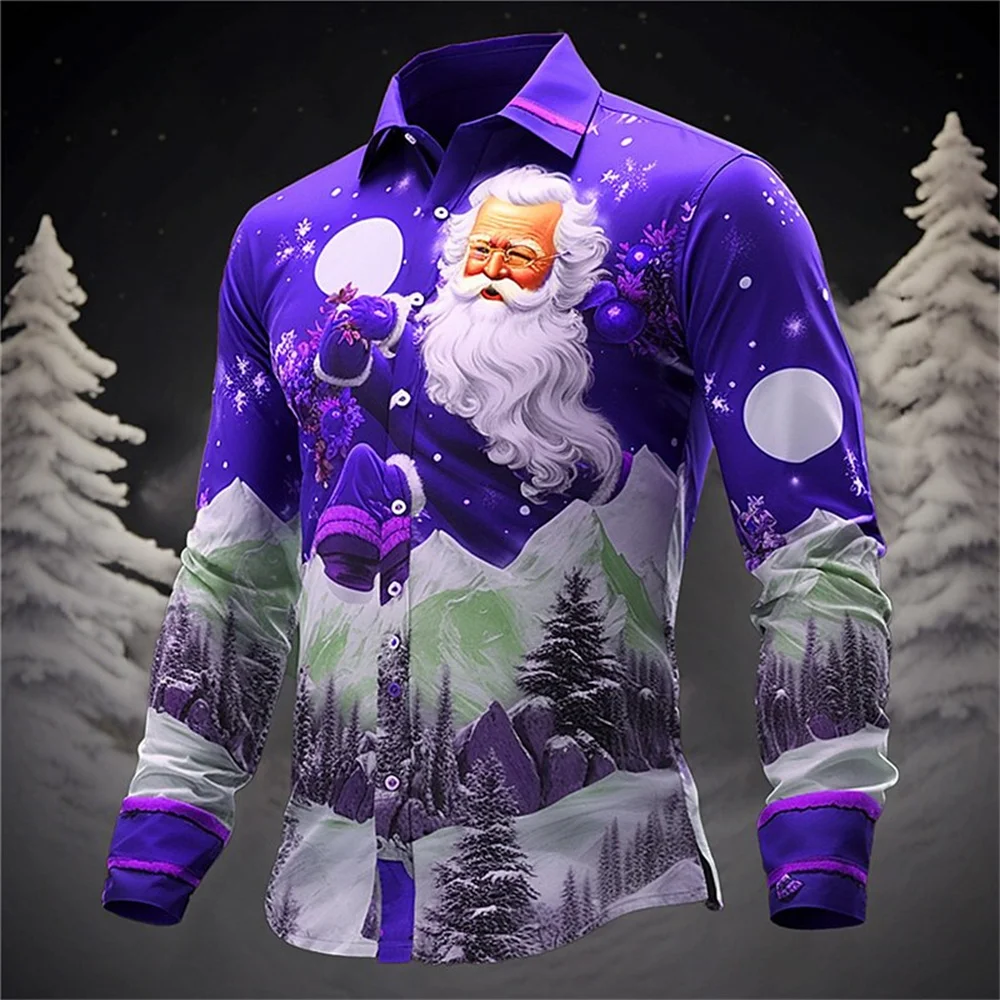 Top Trends: Santa Claus Festival Shirt 3d Print Hot Sale Christmas Long Sleeve Shirt Party Men&#039;s Shirt 3d Print Casual Fashion Men Clothing Shoppable Styles